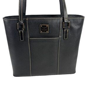 Dooney & Bourke Lexington Tote Black Pebbled Leather Zip Shopper Shoulder Bag